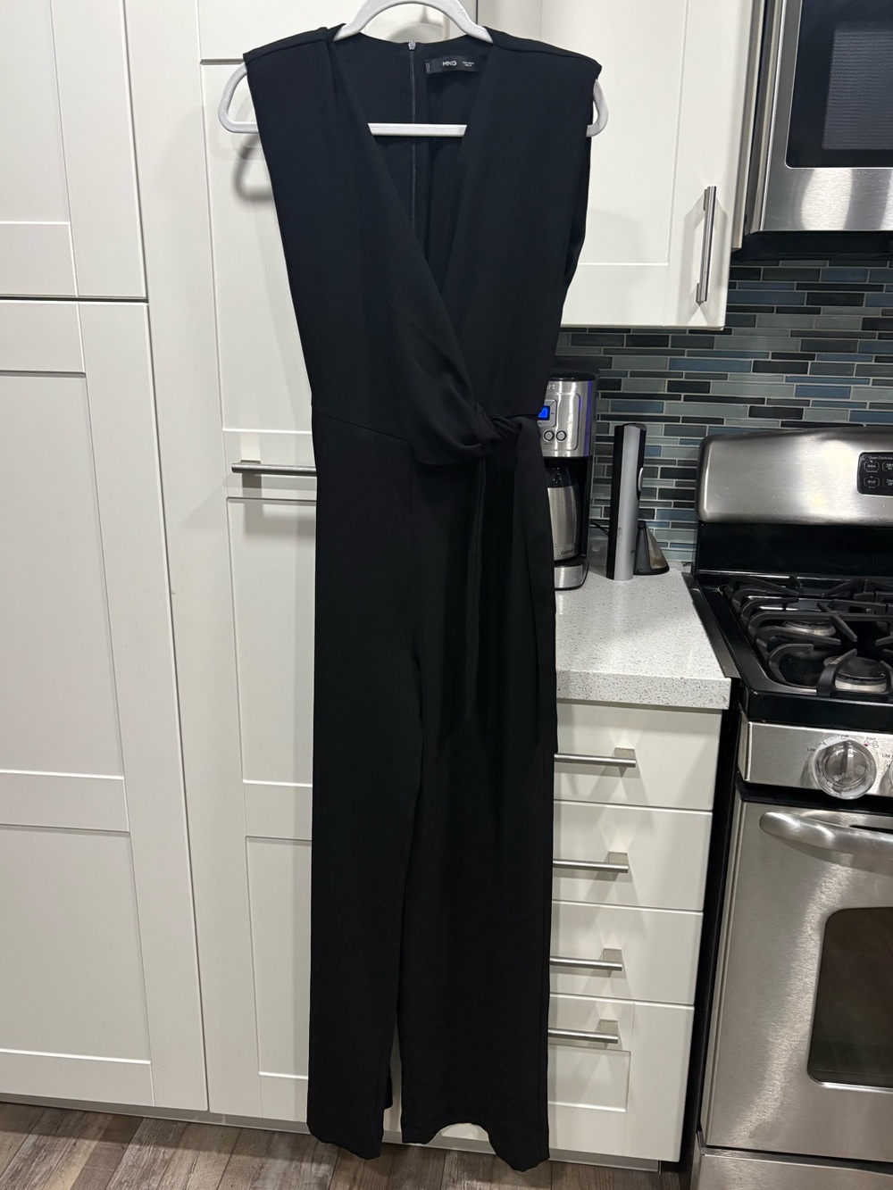 Mango v-neck side tie sleeveless jumpsuit